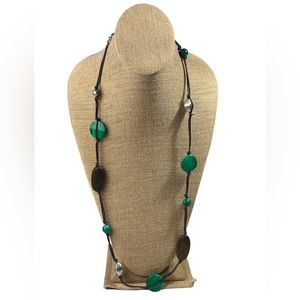 Asymmetrical Boho Mixed Media String Necklace 16.5 inch Unique Different